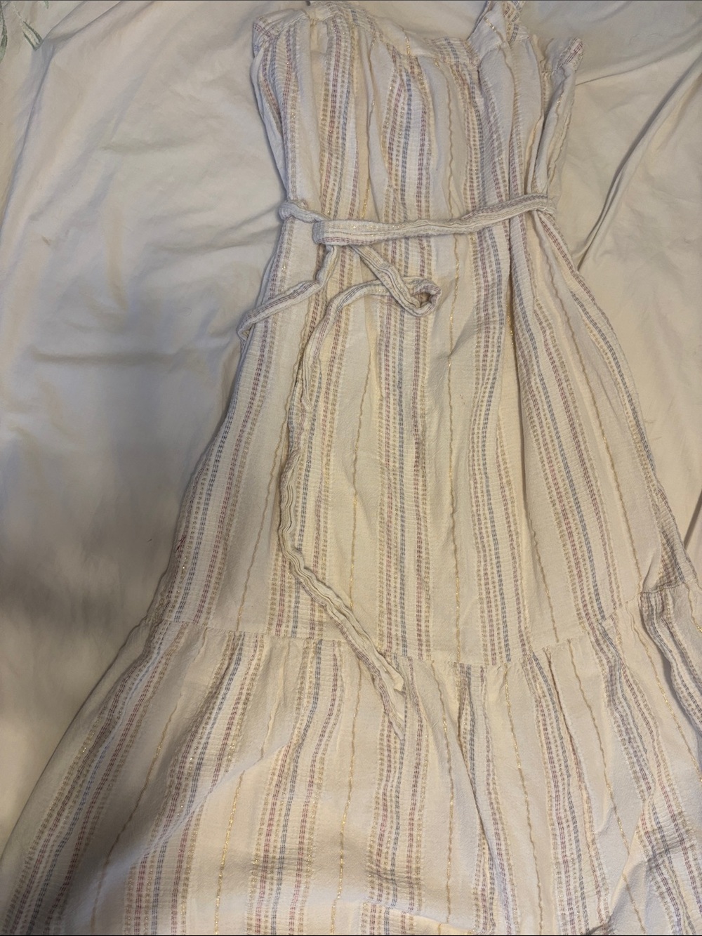 INC International Concepts Cream Striped Maxi Dress with Pastel Accents
